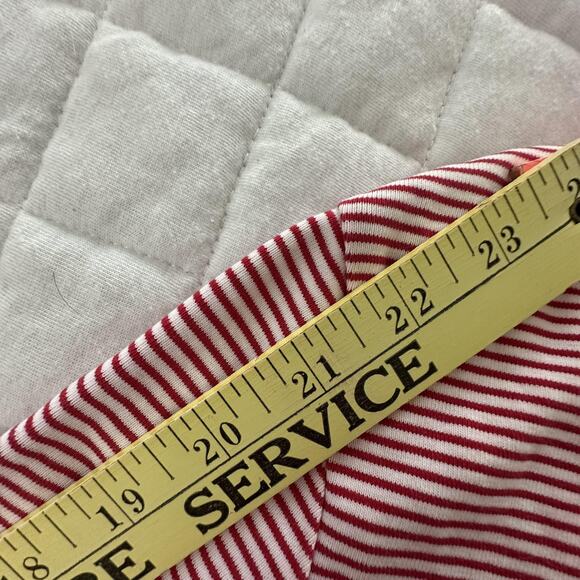 clothes Shirt Womens Medium Red White Striped Button Front V-Neck Retro Preppy - Picture 11 of 12